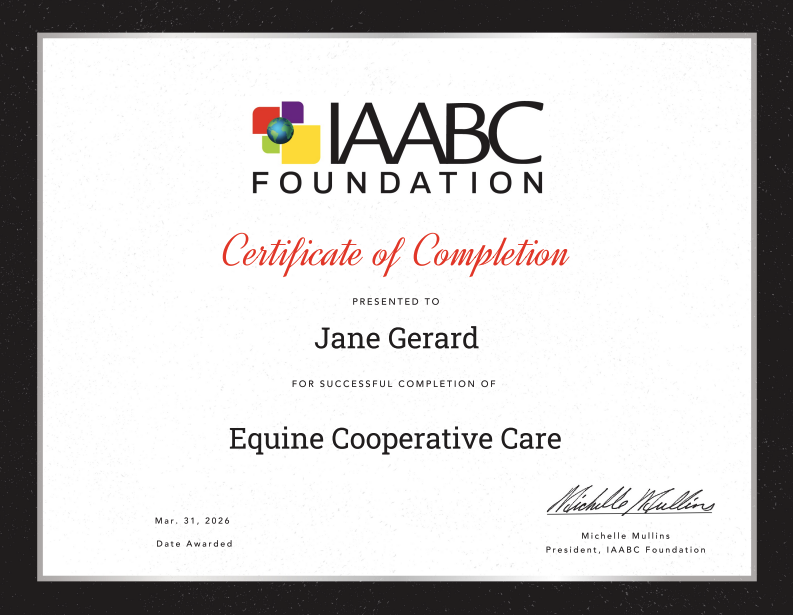 iaabc-equine-cooperative-care IAABC Certificate - Equine Cooperative Care
